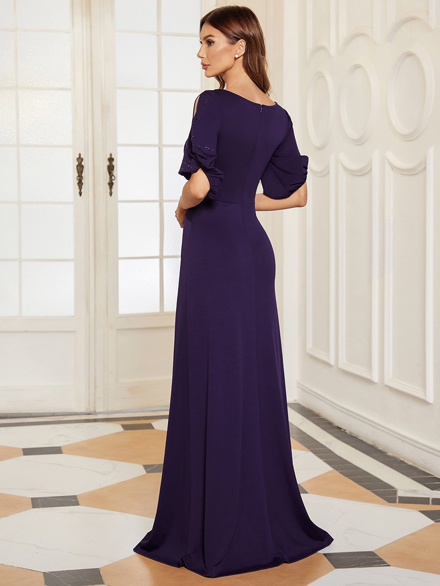 Trendy Round Neck Wholesale Chiffon Fishtail Evening Dress