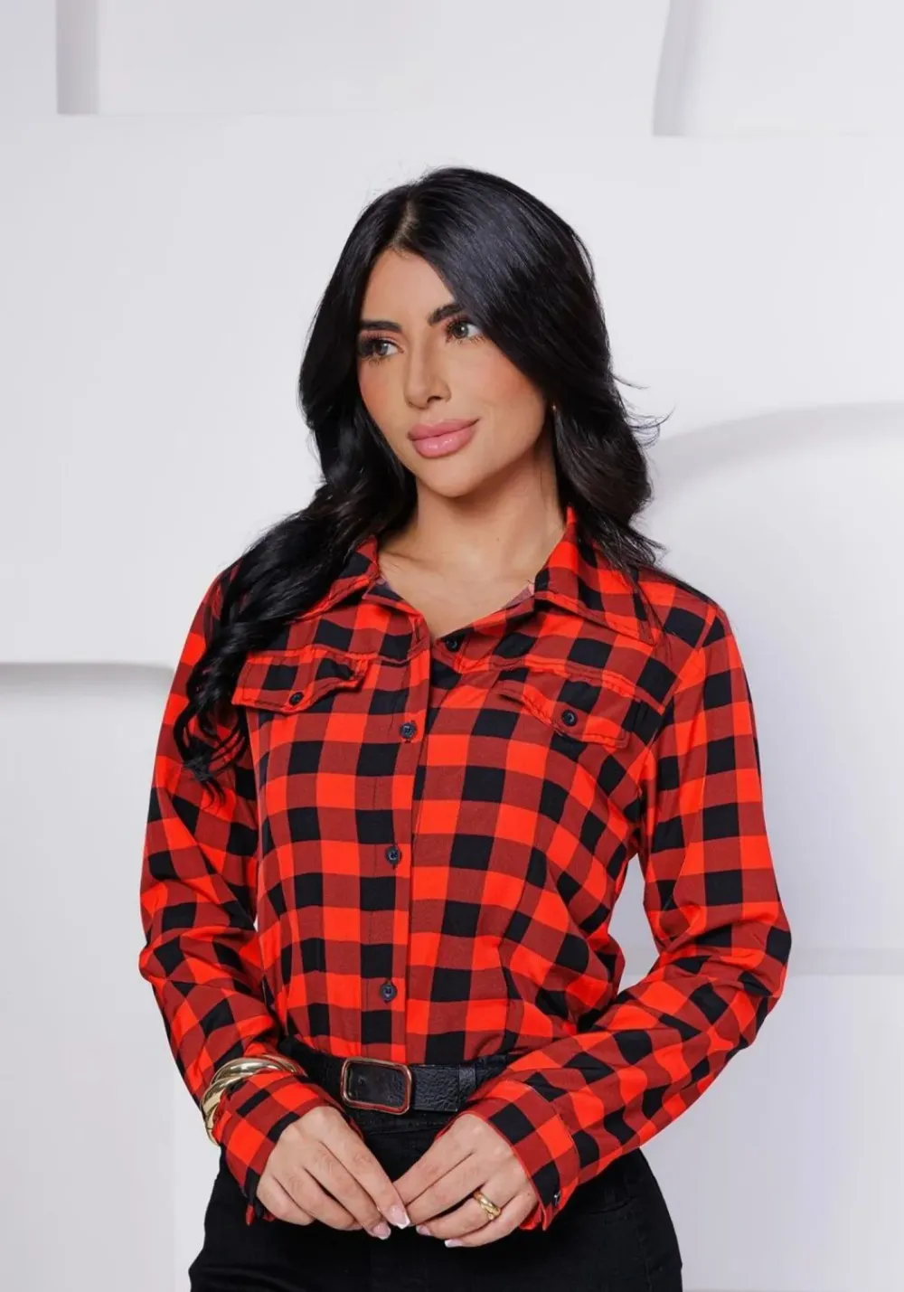 Red Long Sleeve Plaid Shirt