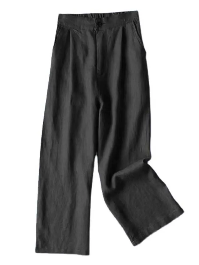 women's cotton linen casual ninth pants