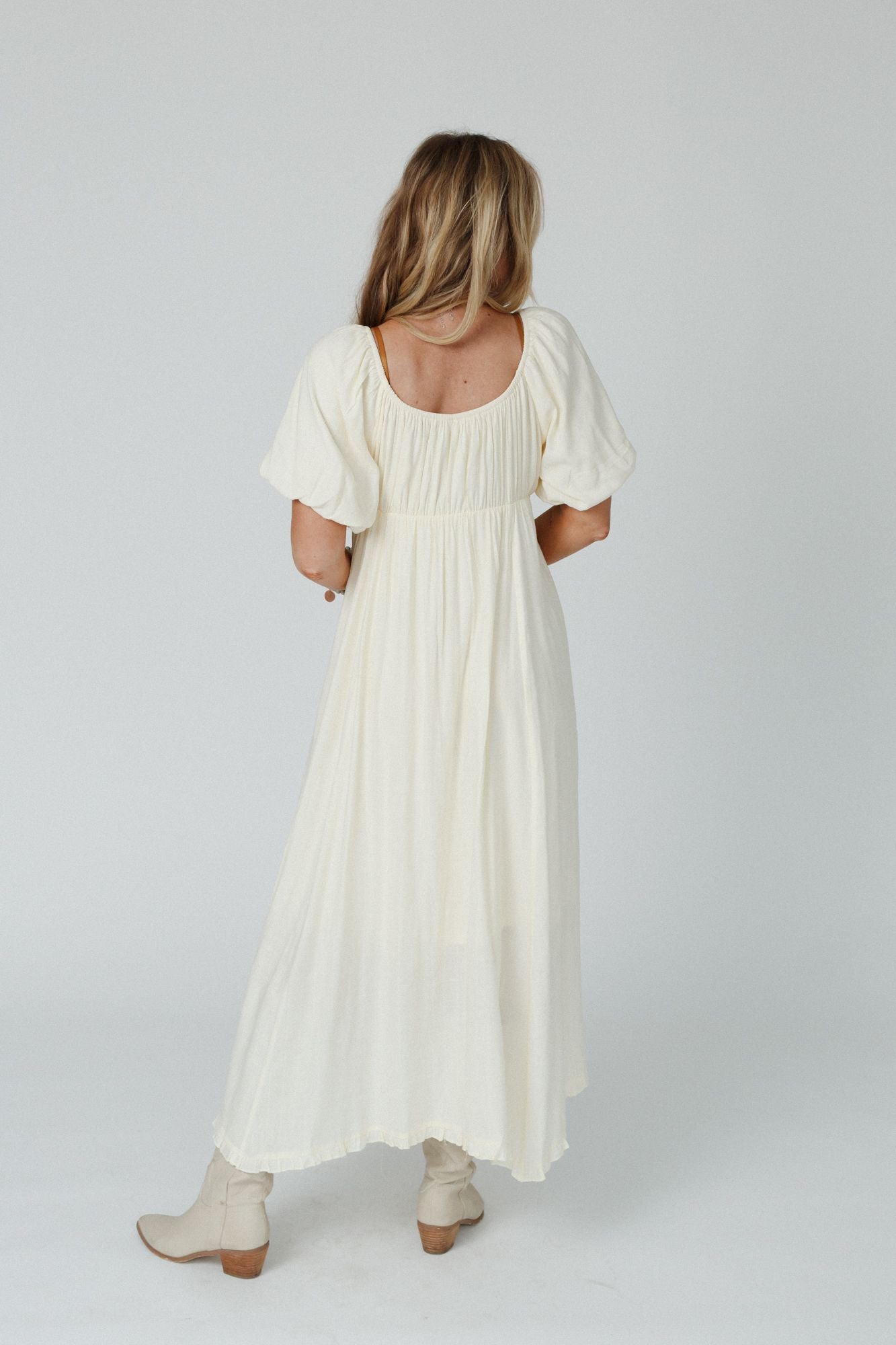 Sweet Spirit Puff Sleeve Maxi Dress - Natural