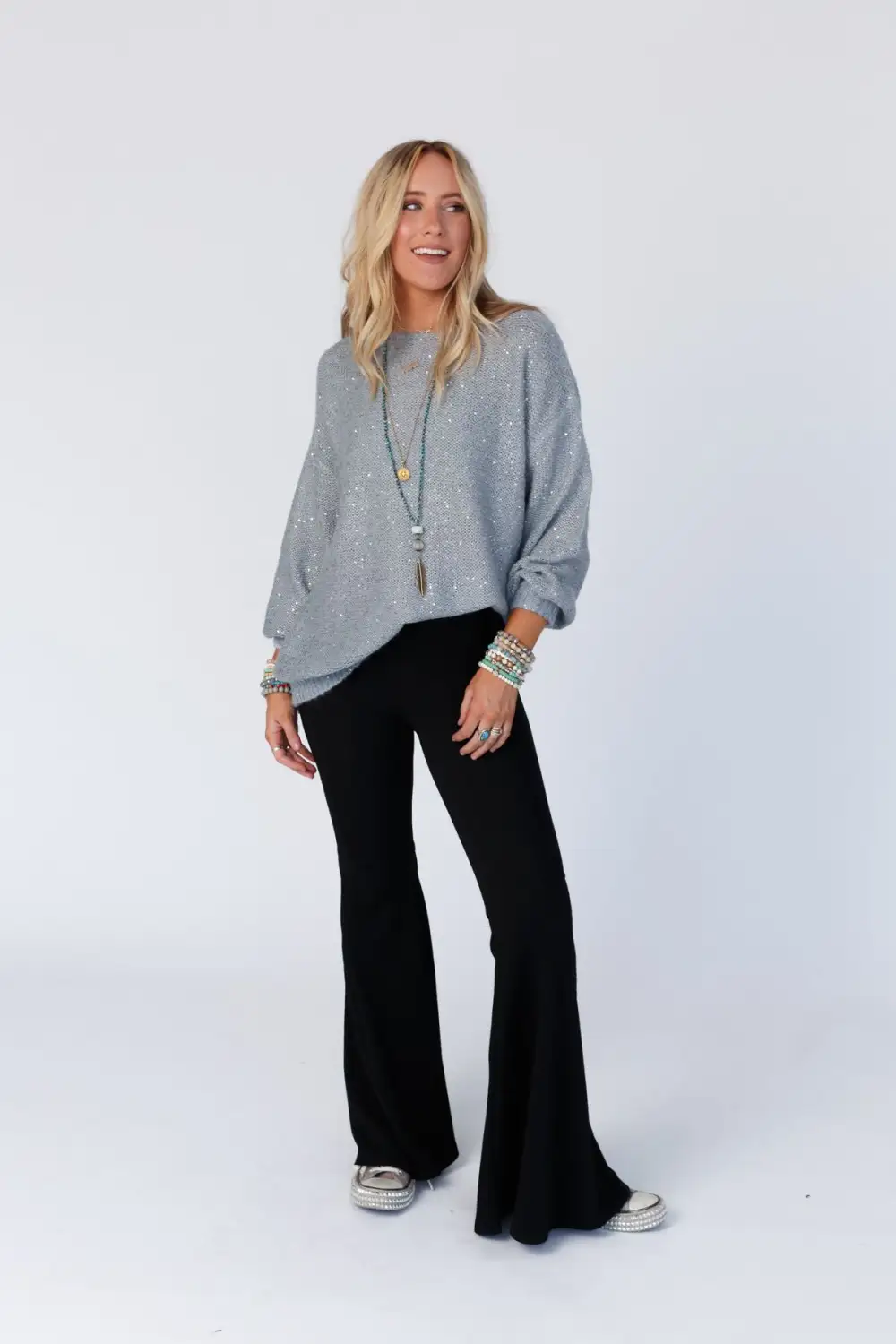 Hollywood Hills Sequined Sweater - Gray