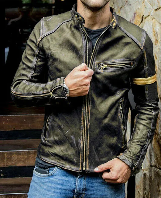 Punk Solid Color Stand Collar Zipper Slim Fit Jacket