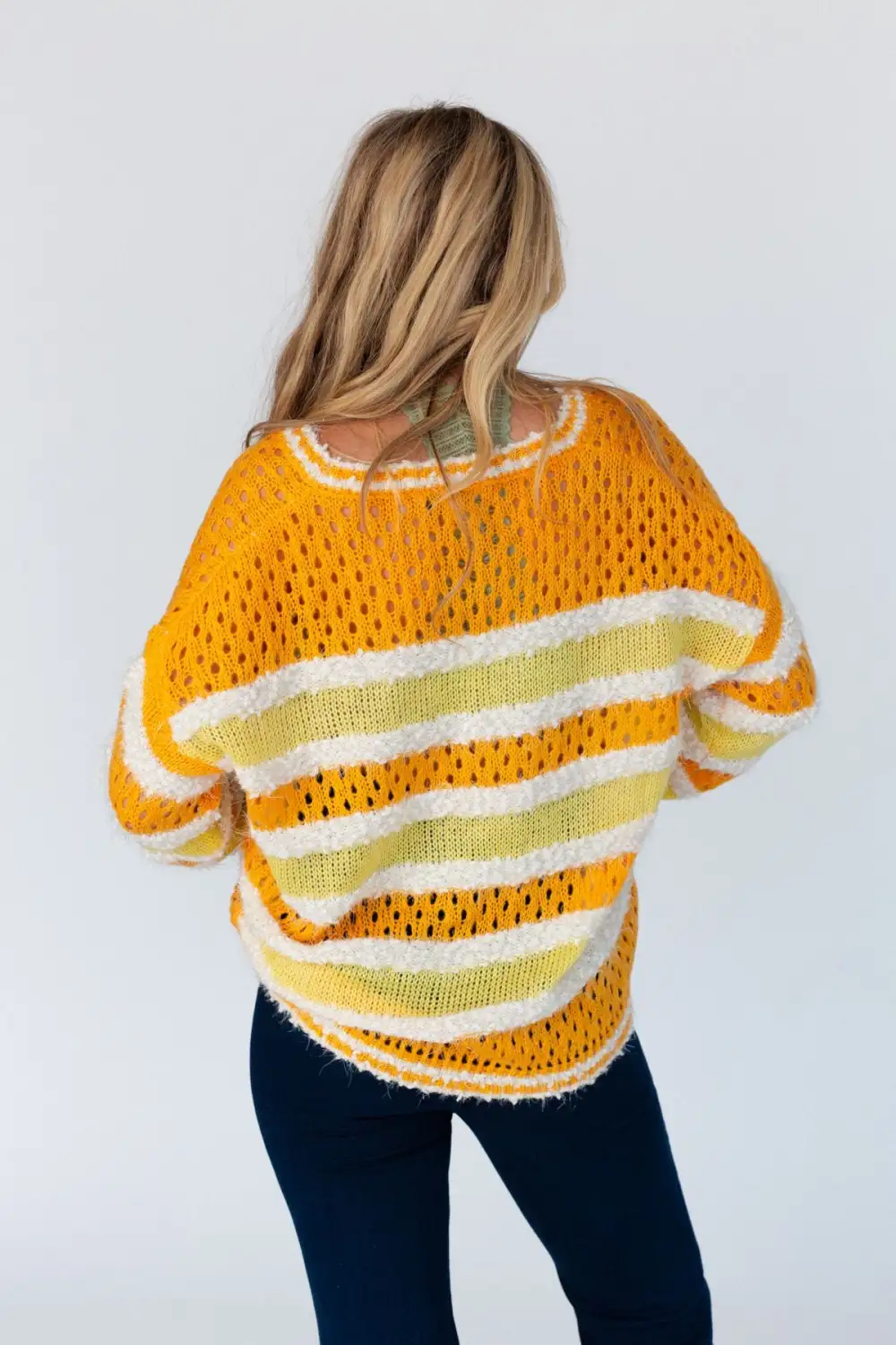 Sunshine City High Low Sweater Top - Orange Multi