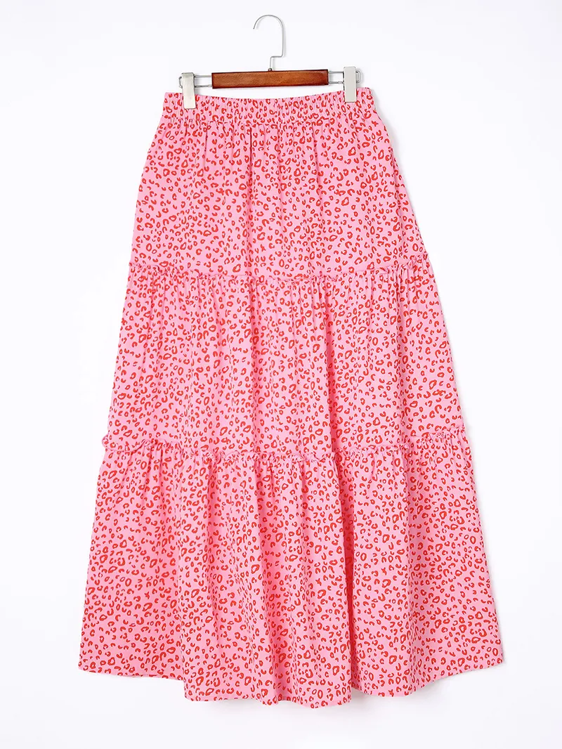 LEOPARD RUFFLE POCKET SHIFT CASUAL SKIRTS