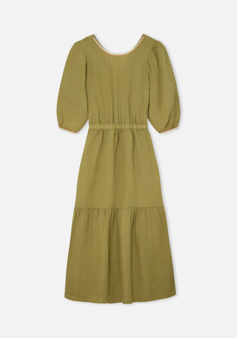 KHAKI LINEN JOY DRESS