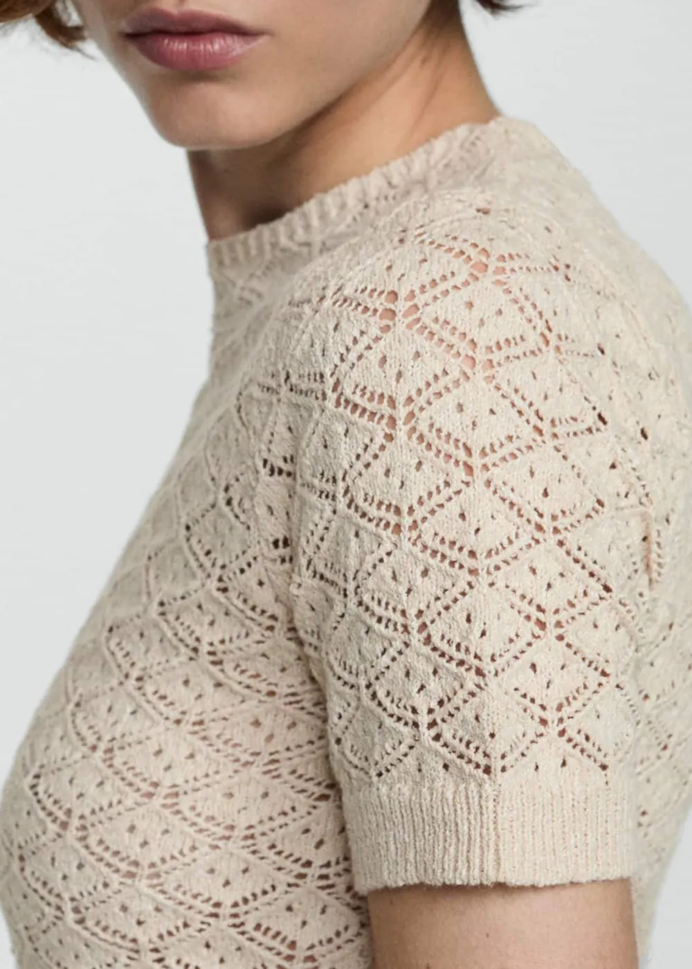 Openwork short-sleeved sweater