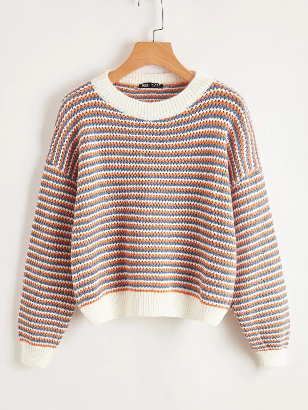 Drop Shoulder Striped Sweater