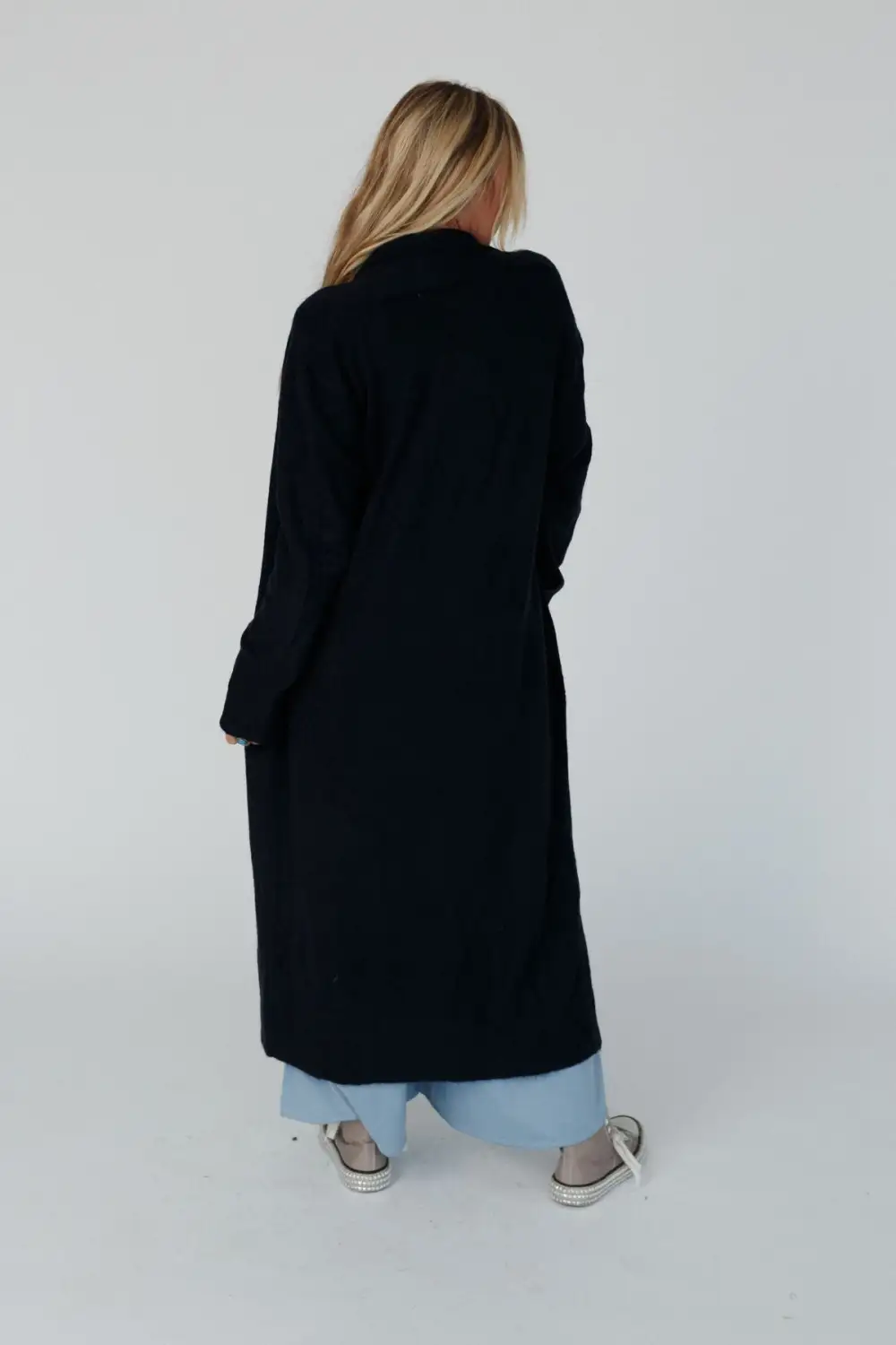 So Cozy Oversized Solid Knit Duster - Dark Navy