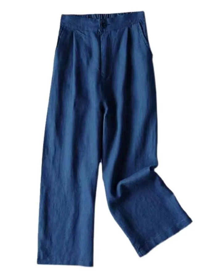 women's cotton linen casual ninth pants