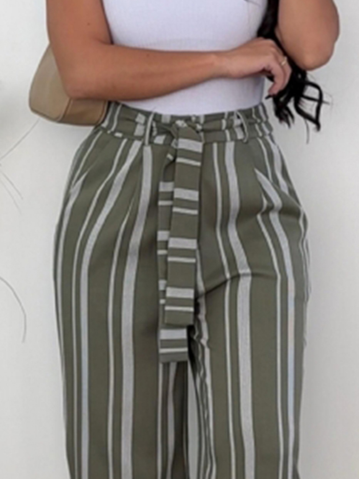 GREEN STRIPED PANTS