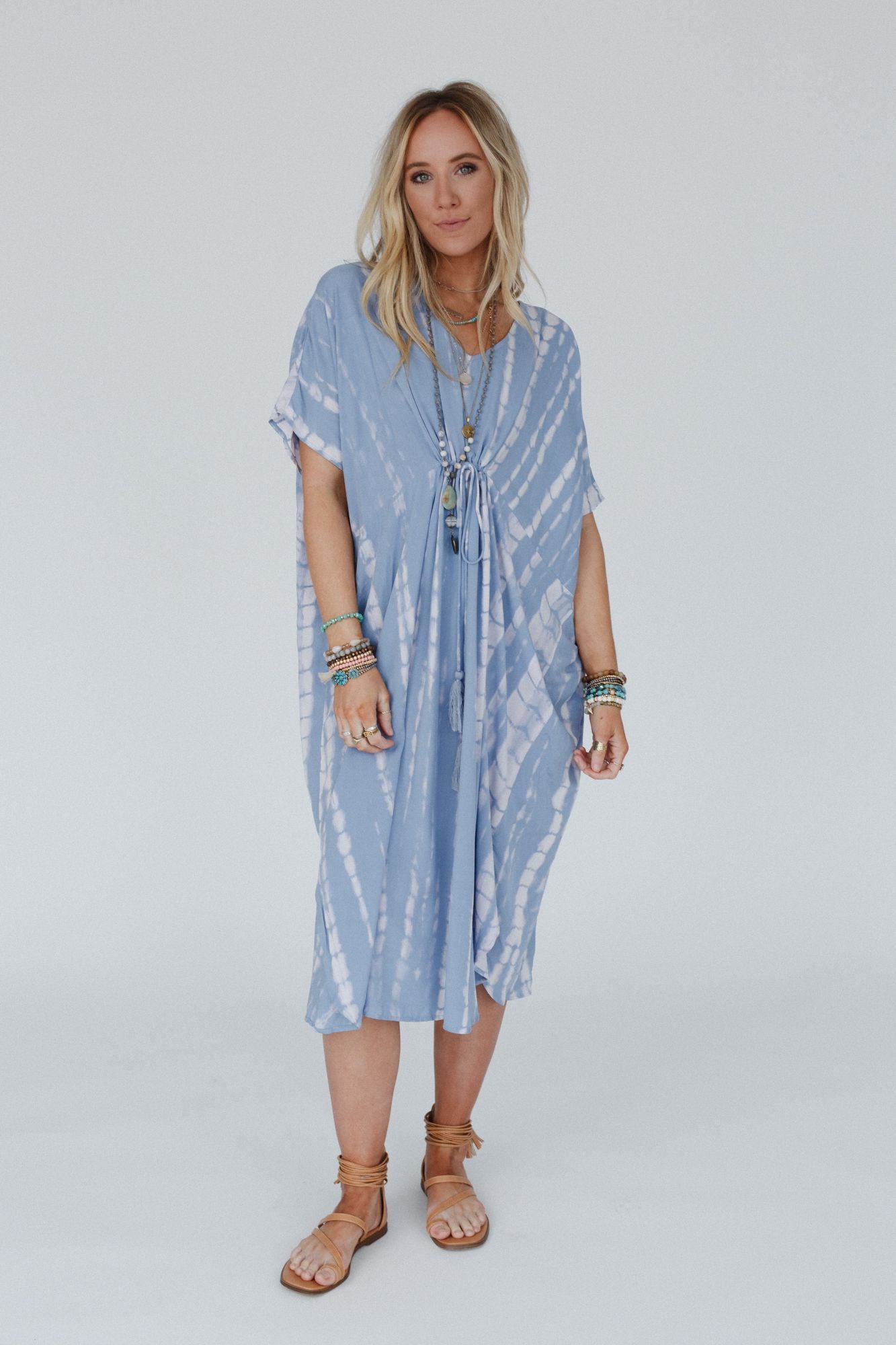 Sunny Shores Tie Dye Kimono Dress - Blue