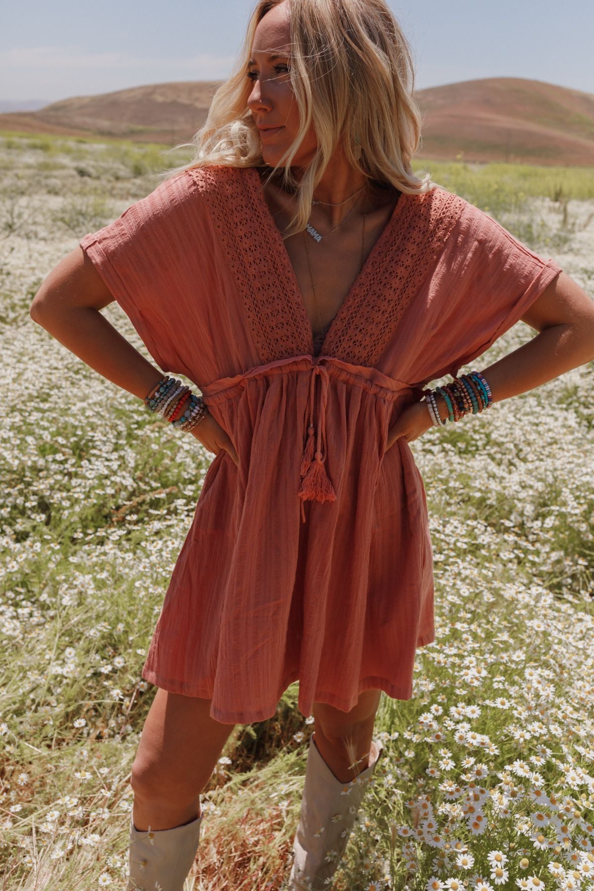 Camden Tassel Tie Dress - Clay