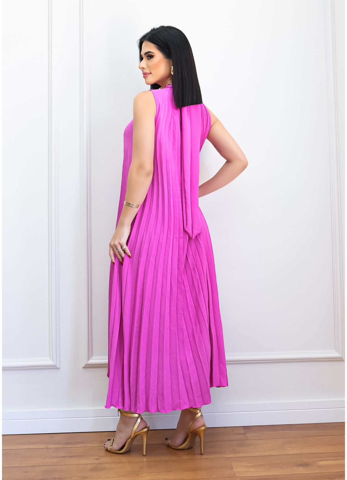 PLEATED MULLET MIDI DRESS