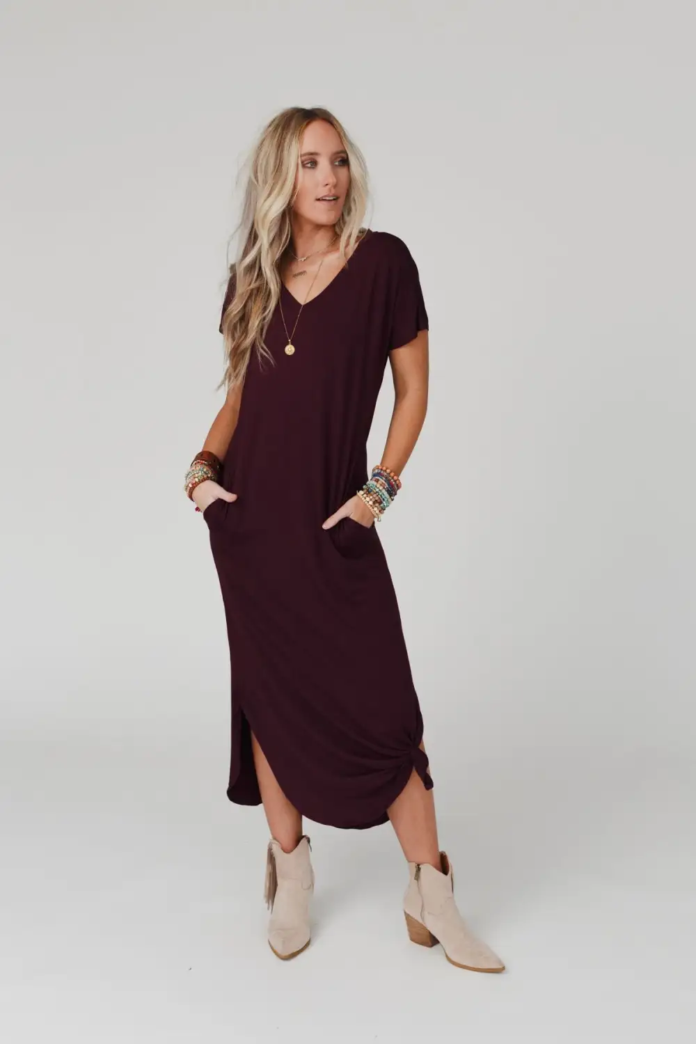 Call It Comfort Tee Dress - Plum