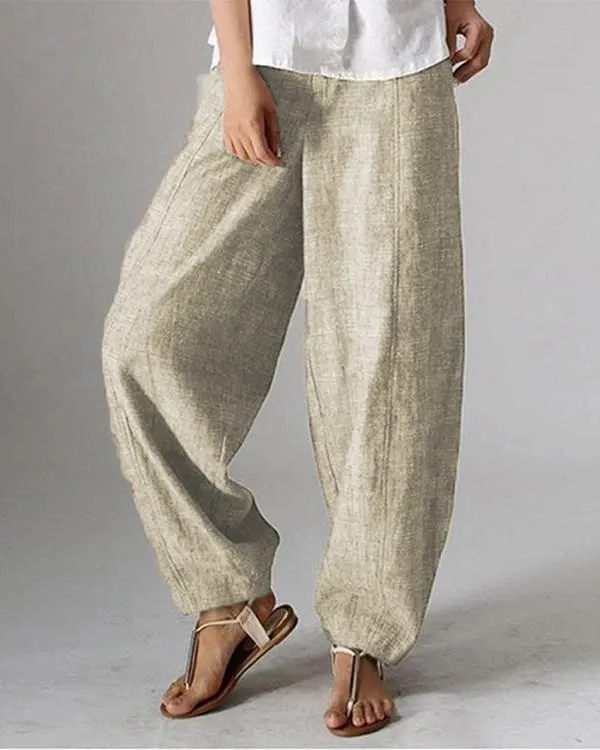 Casual Solid Color Pockets Harem Pants For Women
