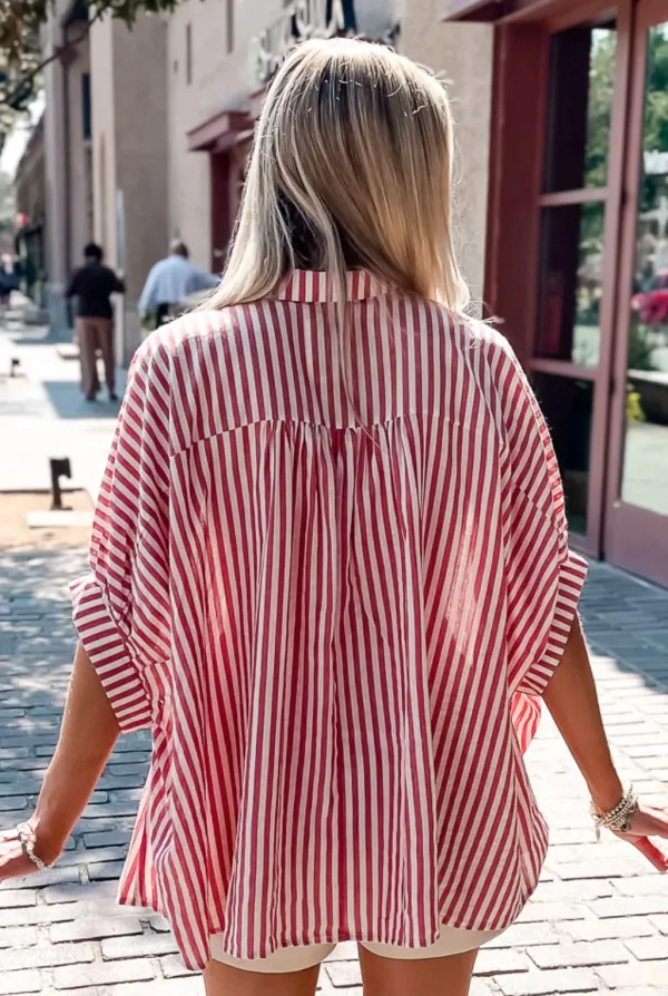 Oversized Striped Button Shirt