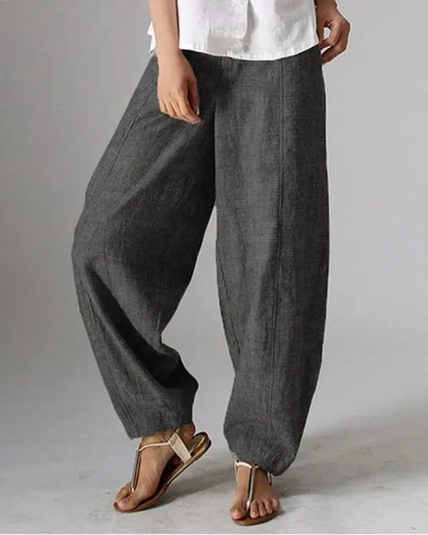 Casual Solid Color Pockets Harem Pants For Women
