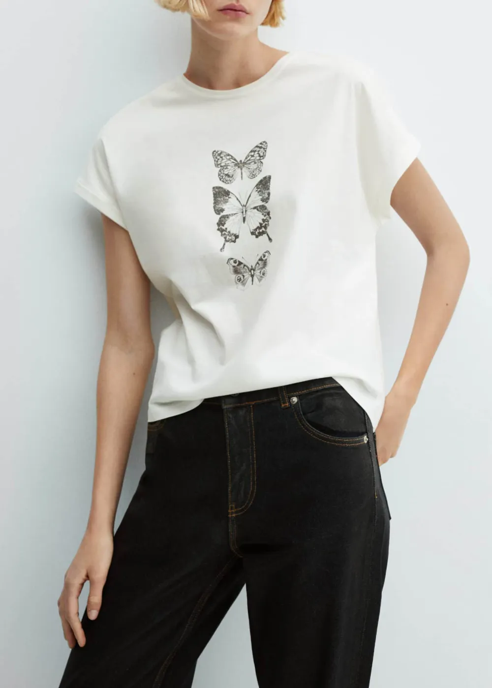 Printed cotton-blend t-shirt