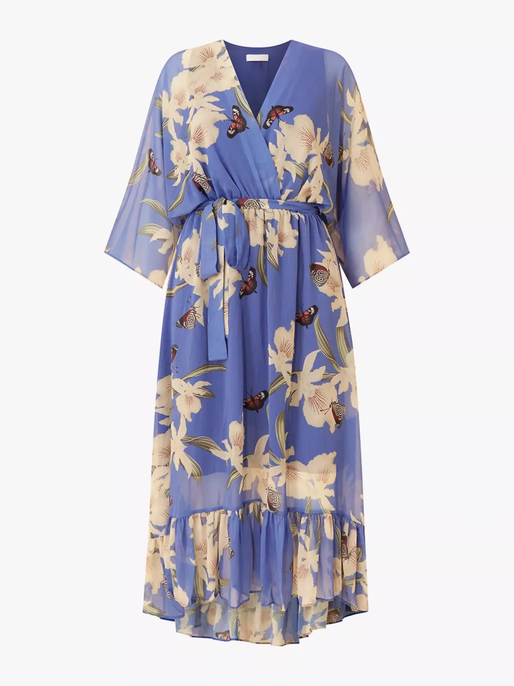 Urban Touch Floral Print Dipped Hem Midi Dress