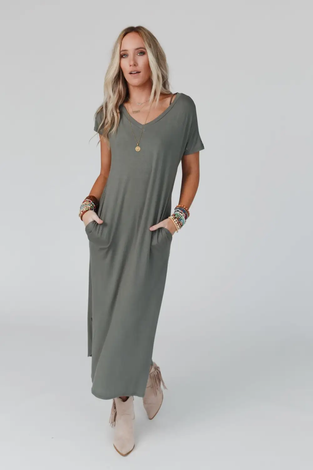 Call It Comfort Tee Dress - Sage