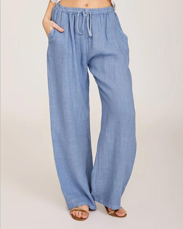 Casual Loose Linen Drawstring Elasticized Pants