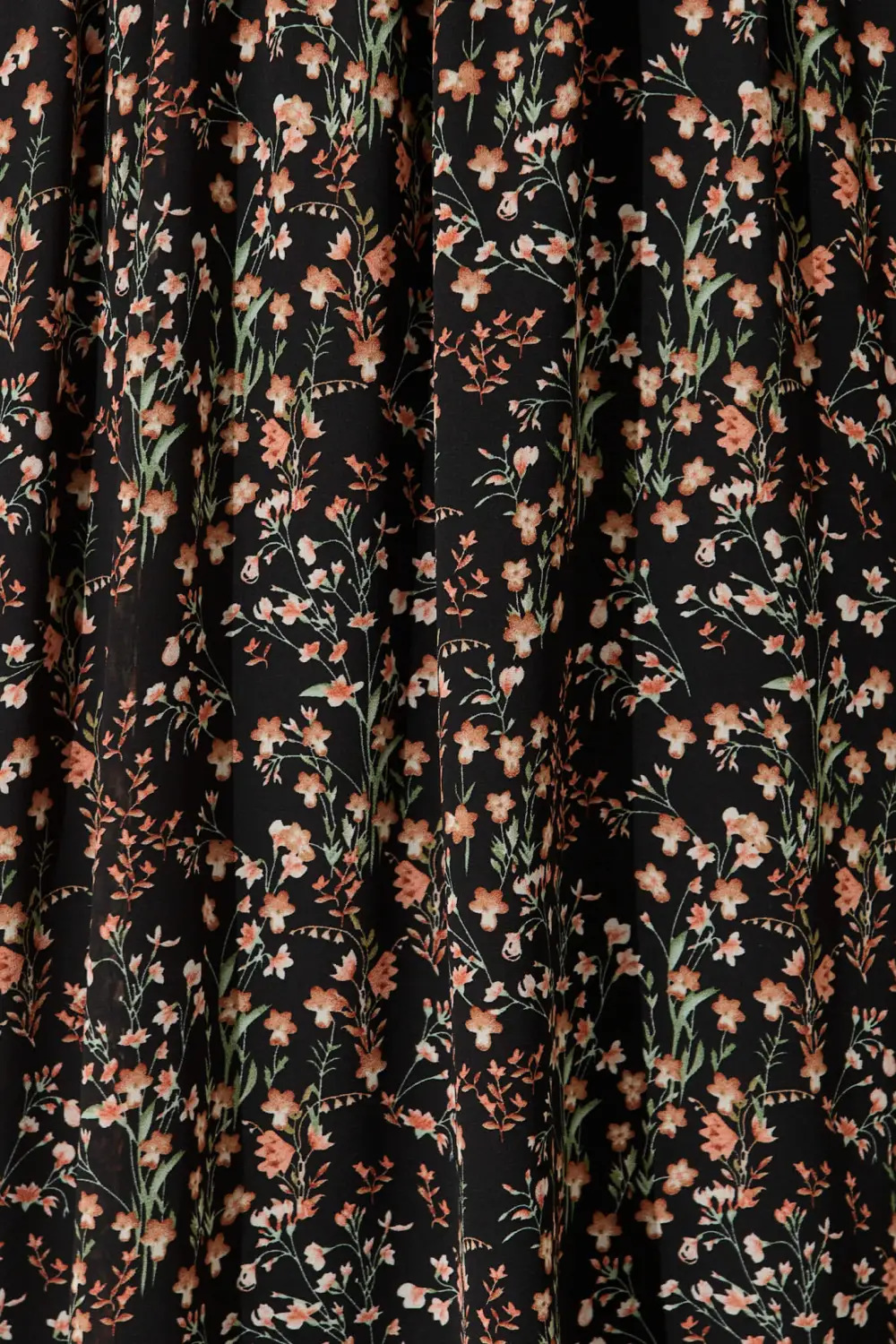 Fleece Dress In Black With Rust Floral Chiffon