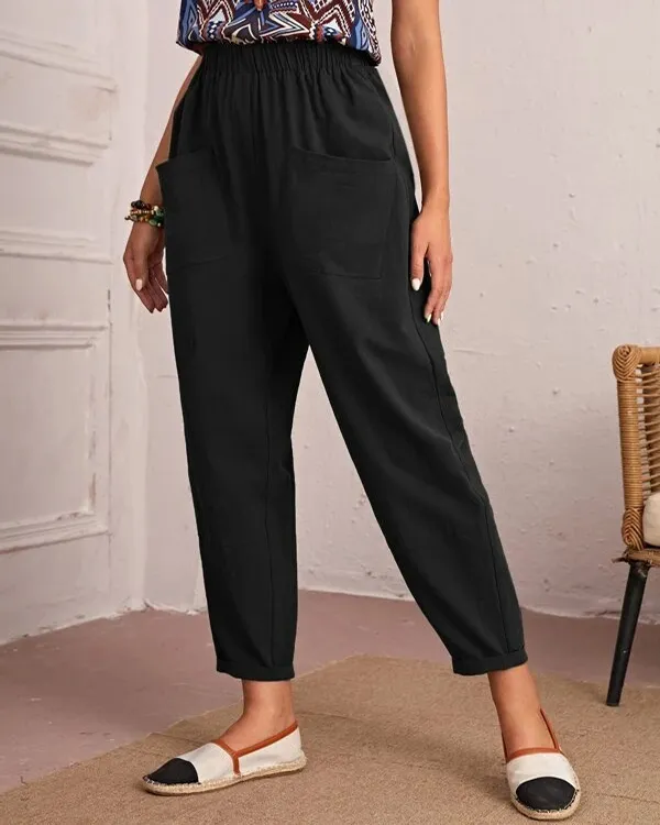 Linen Stretch Casual Pocket Pants