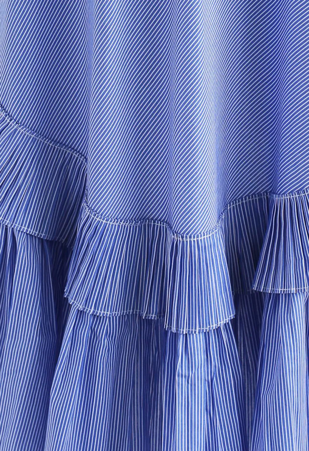 APPLAUSE OF RUFFLE TIERED FRILL HEM SKIRT IN BLUE STRIPES