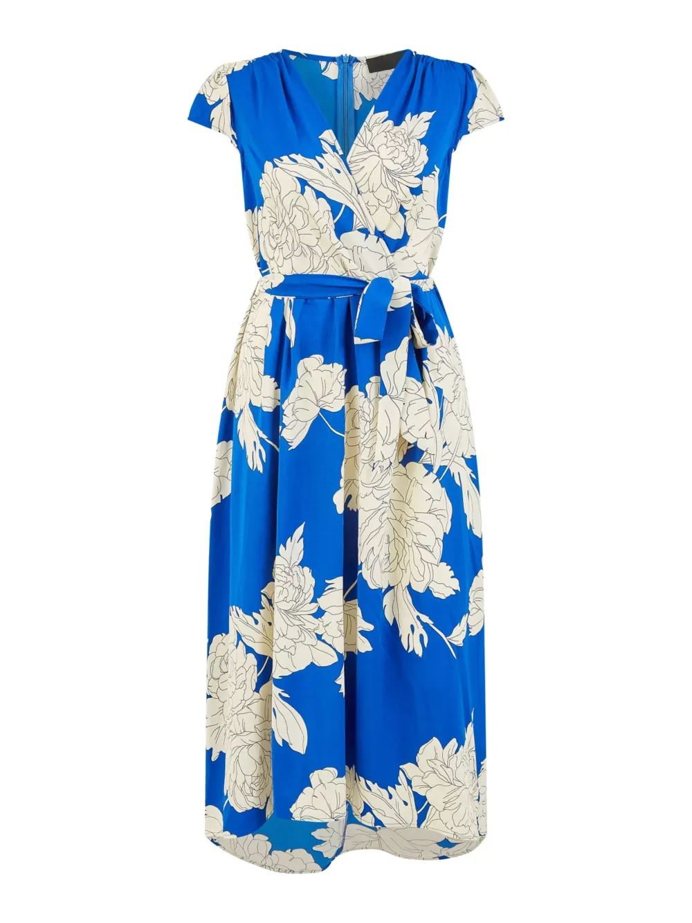 Mela London Blossom Print Wrap Dip Hem Midi Dress