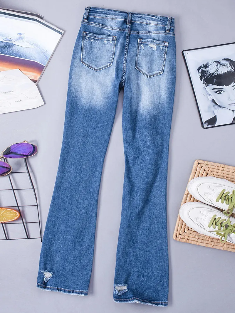 Women's versatile micro-flared jeans