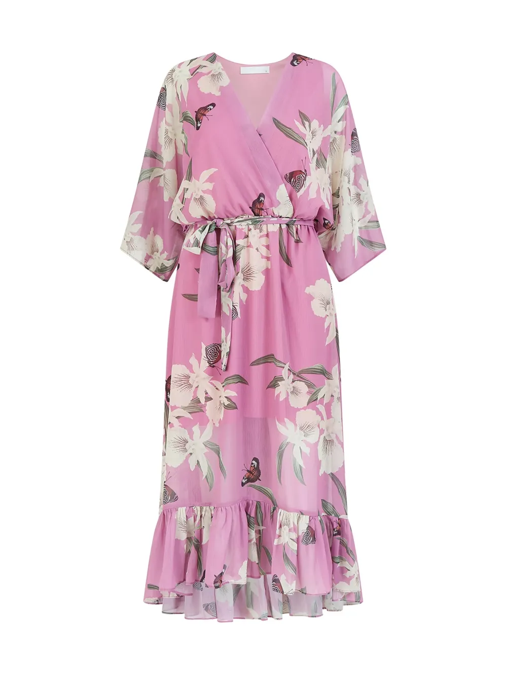 Urban Touch Floral Print Dipped Hem Midi Dress