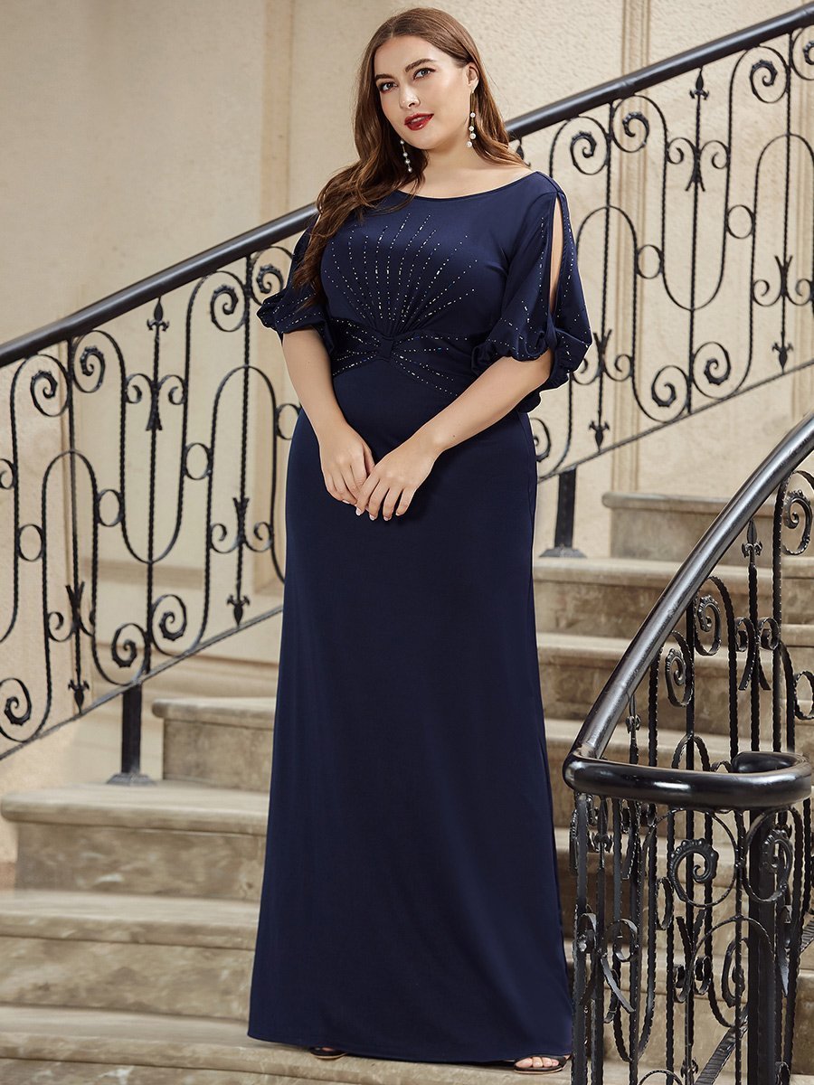 Trendy Round Neck Wholesale Chiffon Fishtail Evening Dress