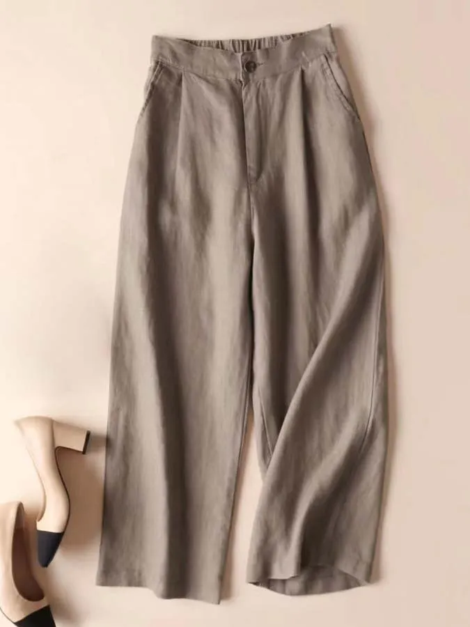women's cotton linen casual ninth pants