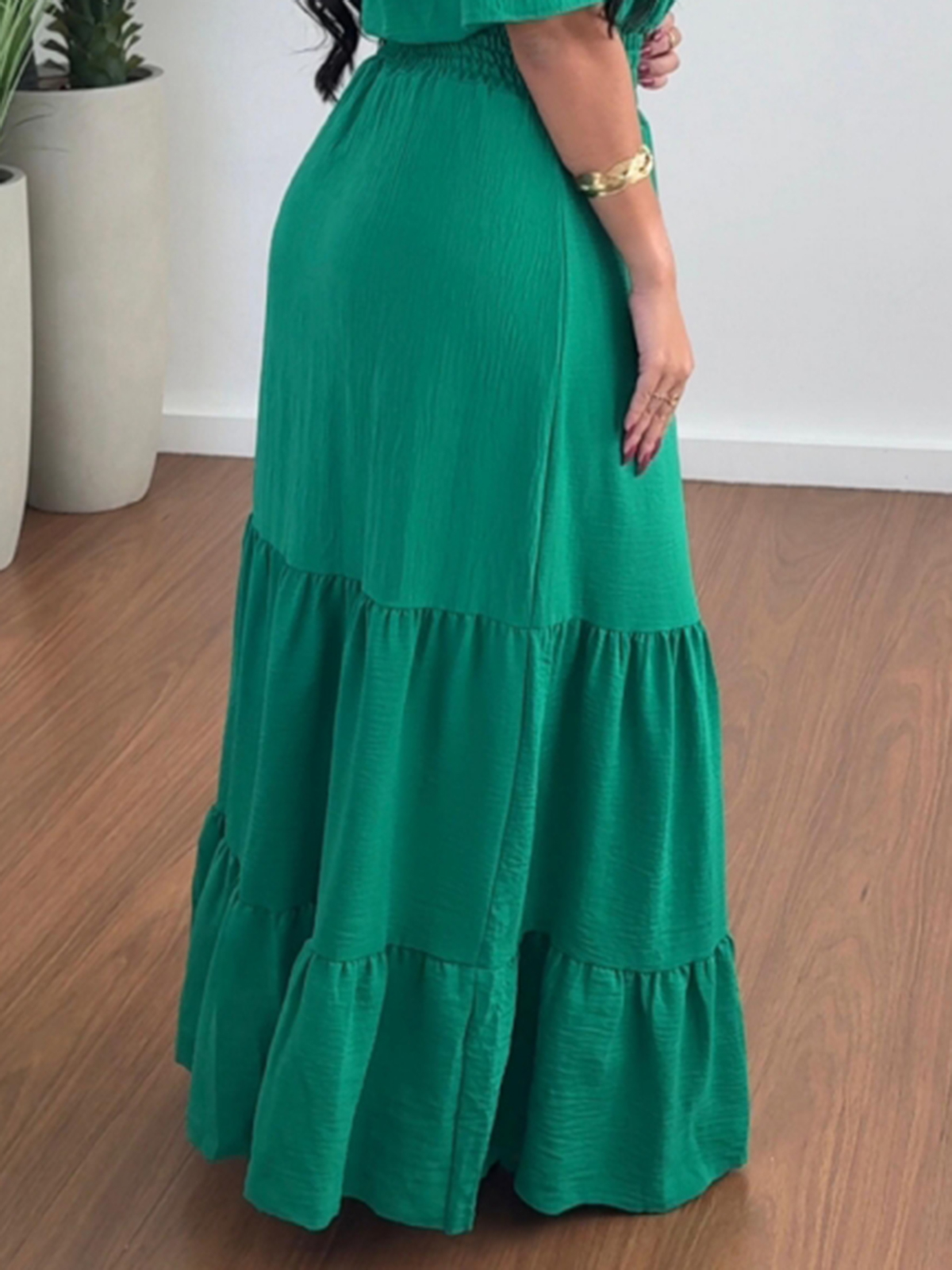 LONG GREEN DEC DRESS