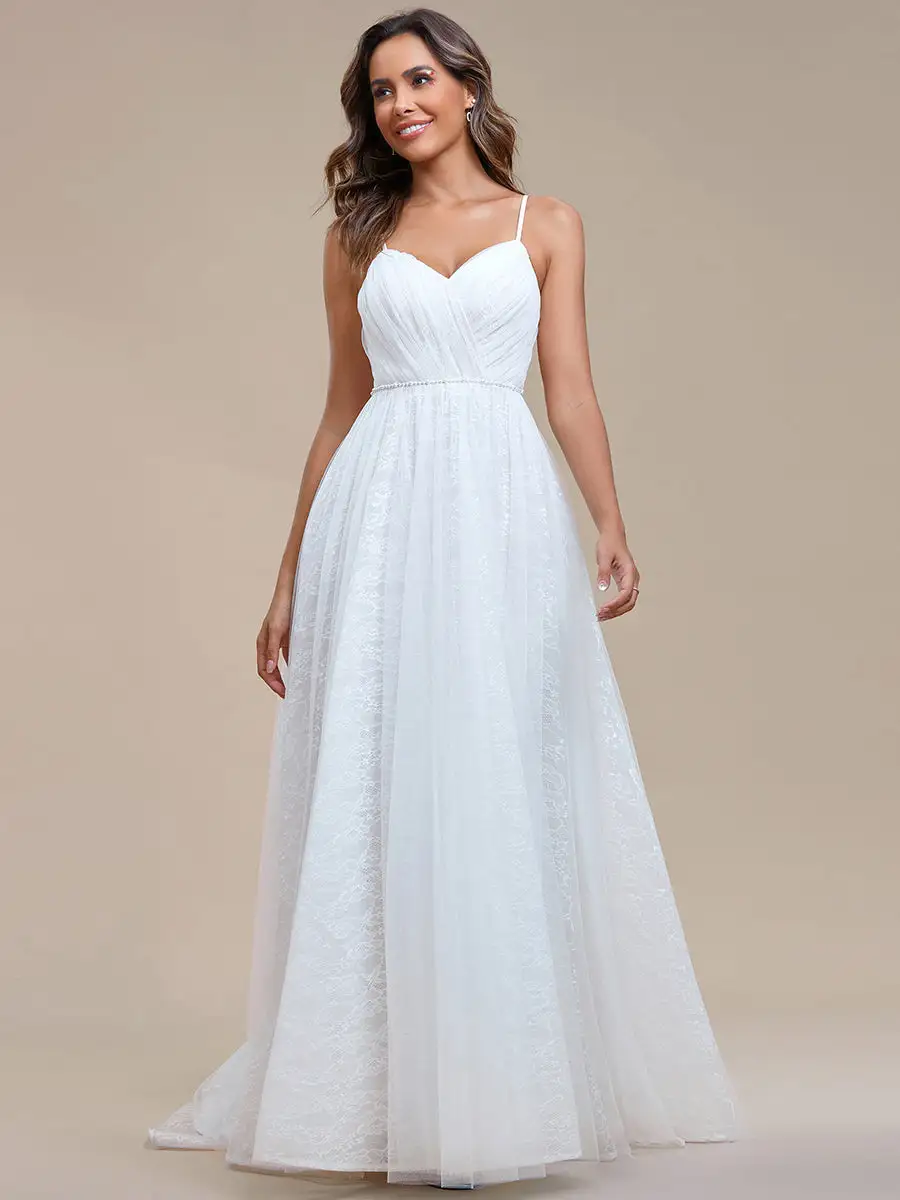 Elegant Spaghetti Straps Lace Mesh Wholesale Wedding Dresses