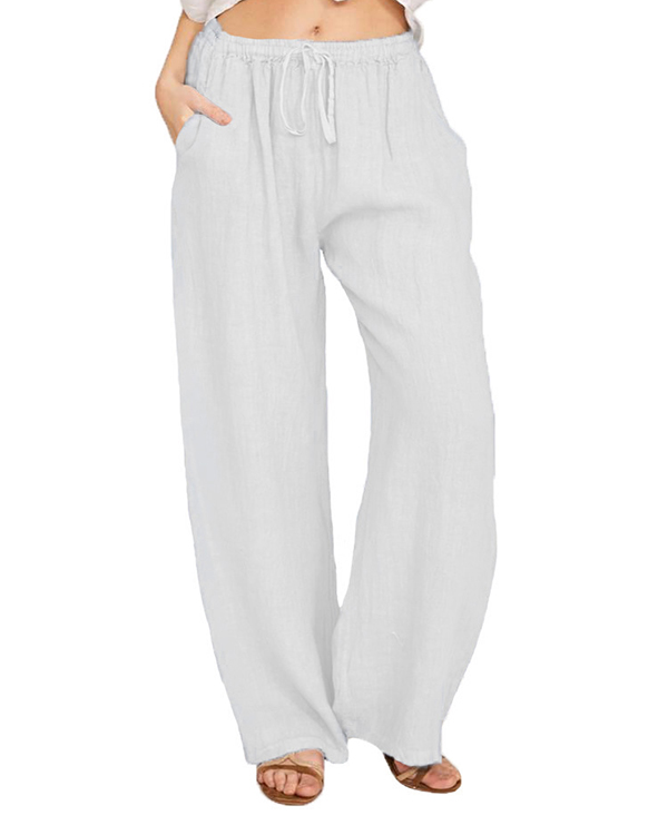 Casual Loose Linen Drawstring Elasticized Pants