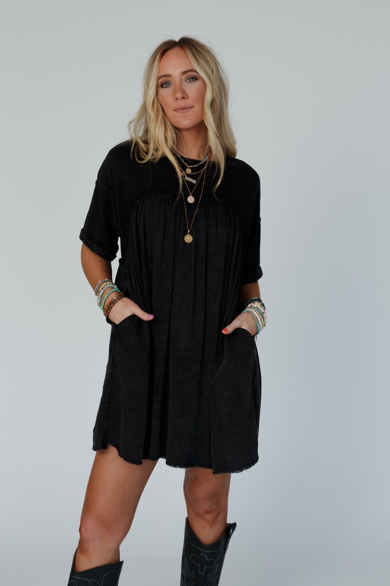 Keep In Touch Tunic Dress - Black