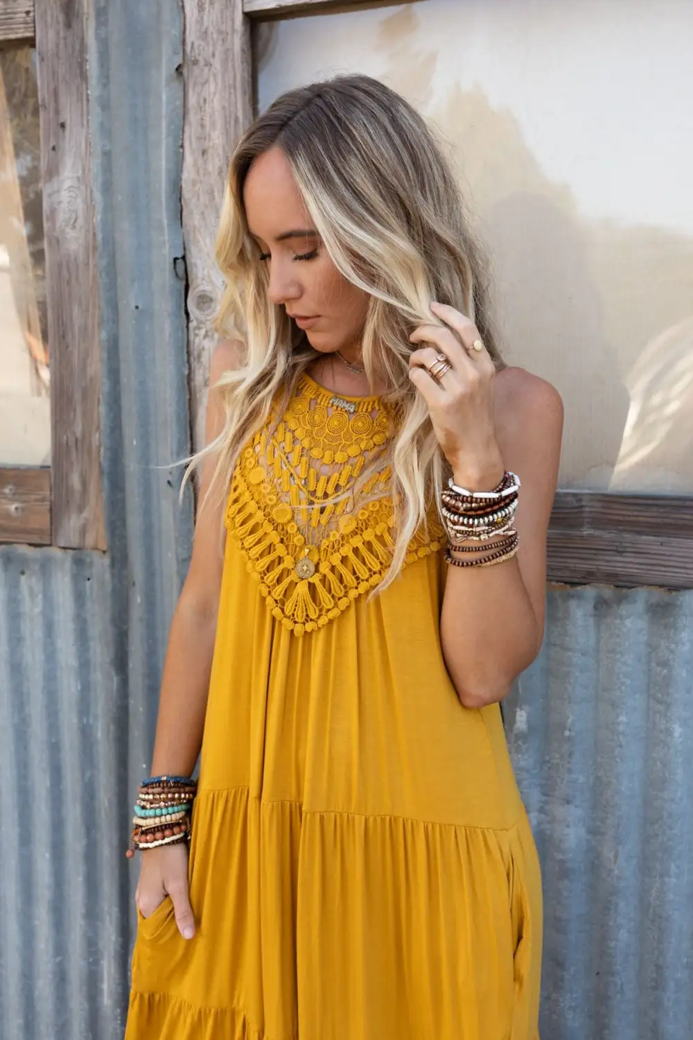 Perfection Tiered Maxi Dress - Mustard